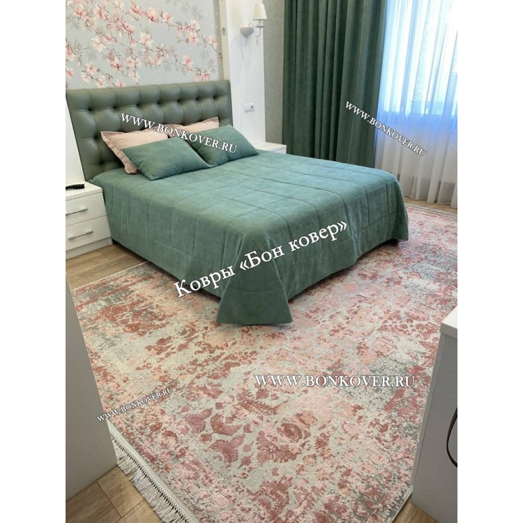 Современный Турецкий Ковер Дизайн 30672 Розовый С Серым