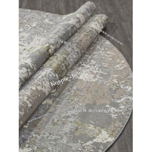 Современный Ковер Дизайн 025 Серый с зеленым Овал